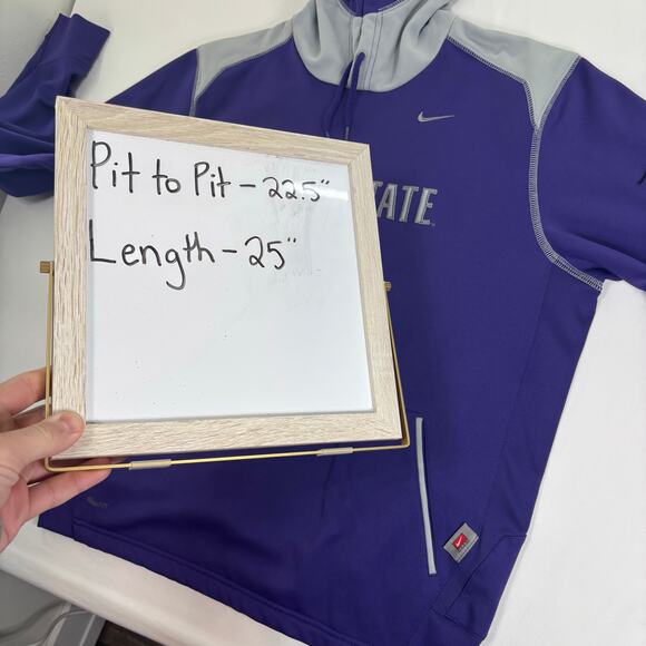 VTG y2k Nike Kansas State Wildcats Hoodie Men Medium Purple ThermaFit Sweatshirt - Picture 8 of 9